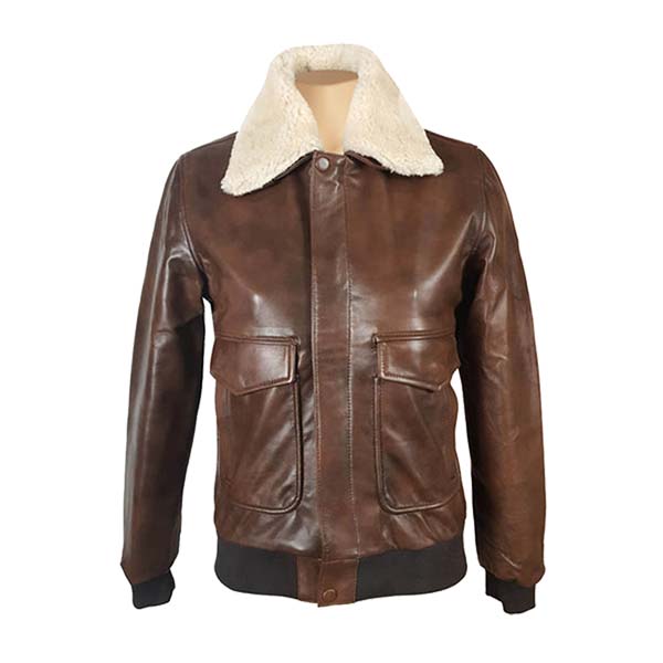 Women's A2 Fur Collar Leather Bomber Jacket