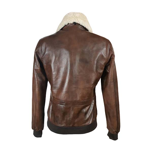 Women's A2 Fur Collar Leather Bomber Jacket