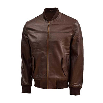 Women's Zip Up Genuine Leather Bomber Jacket