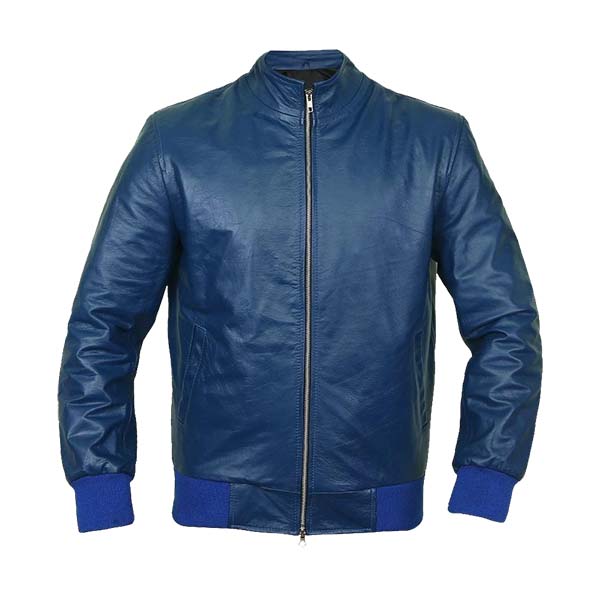 Men’s Navy Blue Flight Leather Bomber Jacket