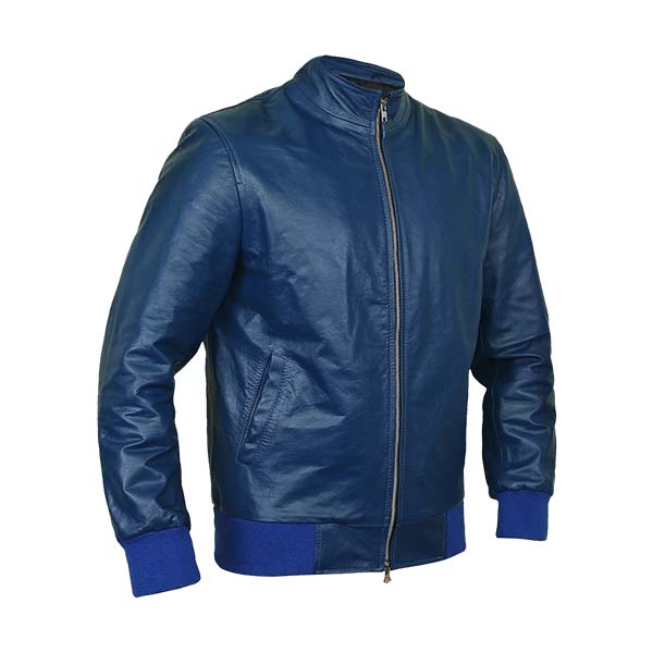 Men’s Navy Blue Flight Leather Bomber Jacket