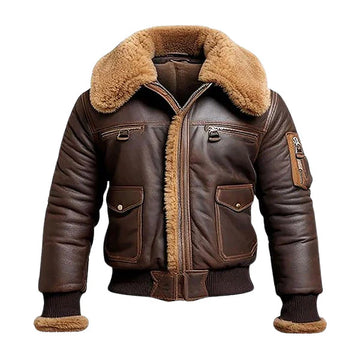 Men’s Bomber Style Shearling Leather Jacket