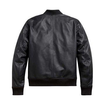 Men's Front Zip Up All Black Bomber Jacket