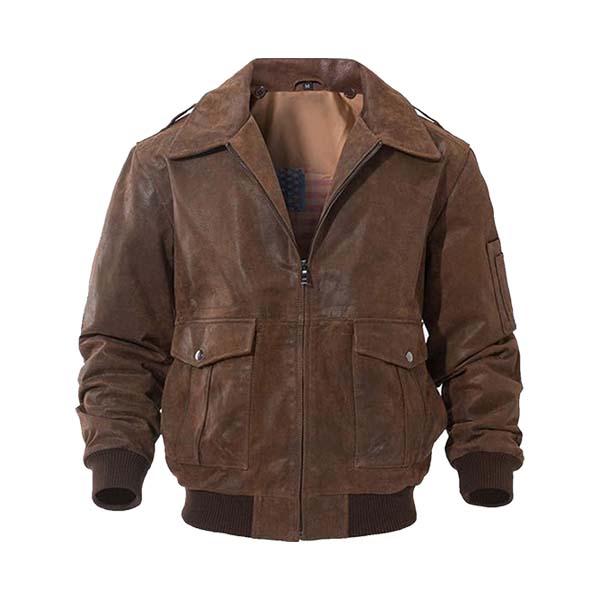 Men's Air Flight Genuine Leather Bomber Jacket