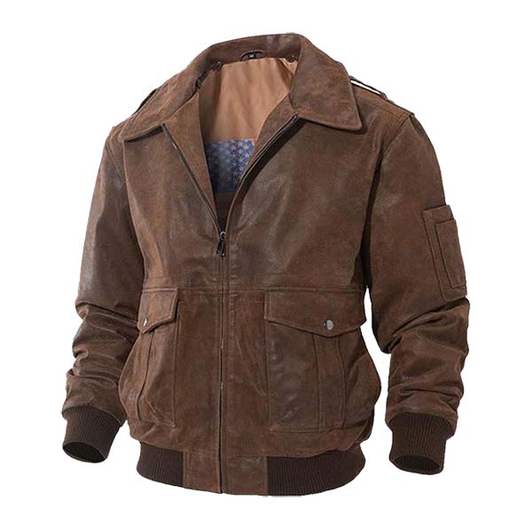 Men's Air Flight Genuine Leather Bomber Jacket
