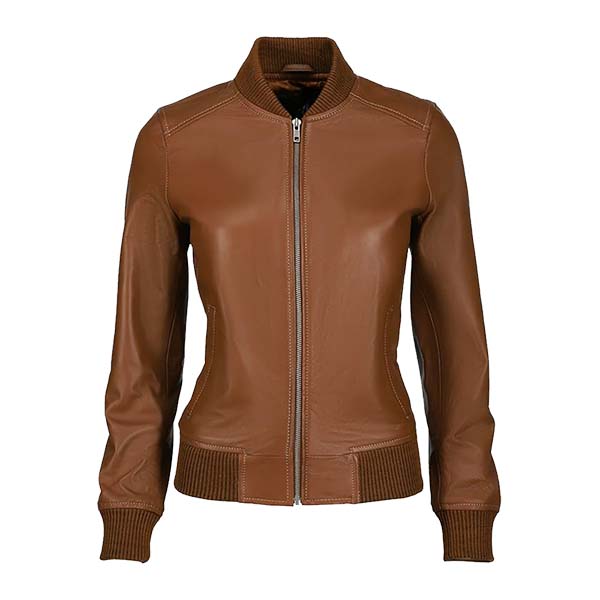 Women's Bold Fashion Genuine Leather Bomber Jacket