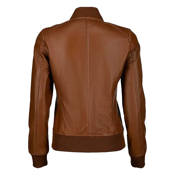 Women's Bold Fashion Genuine Leather Bomber Jacket