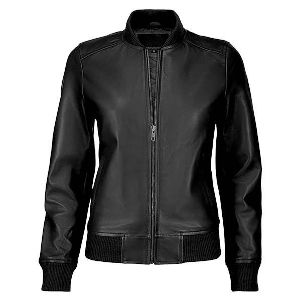Women's Bold Fashion Genuine Leather Bomber Jacket