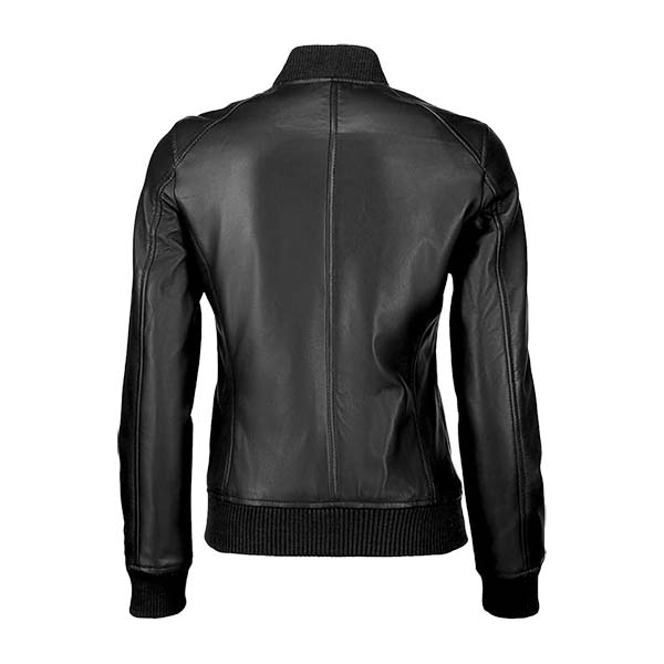 Women's Bold Fashion Genuine Leather Bomber Jacket