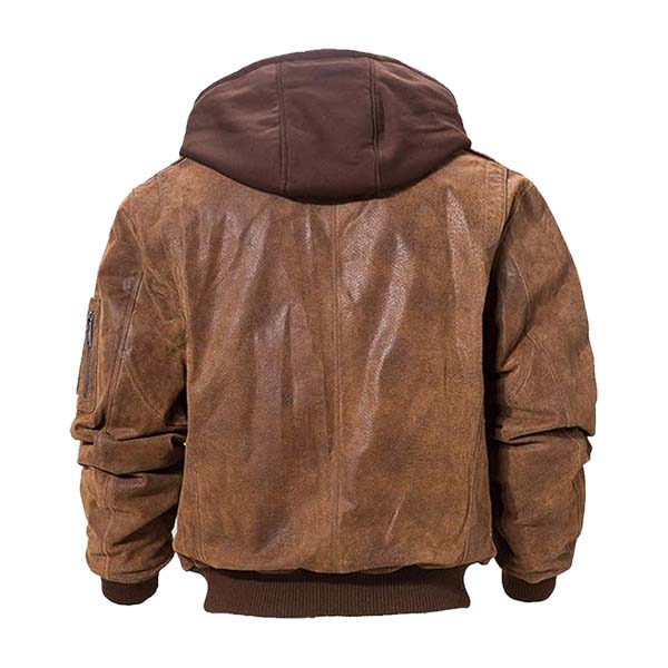 Men’s Air Flight Hooded Leather Bomber Jacket