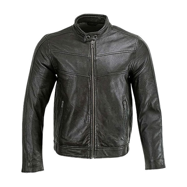 Men’s Snap Collar Moto Leather Jacket
