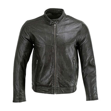 Men’s Snap Collar Moto Leather Jacket