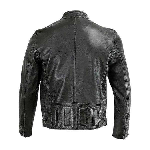 Men’s Snap Collar Moto Leather Jacket