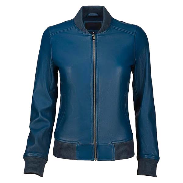 Women's Bold Fashion Genuine Leather Bomber Jacket