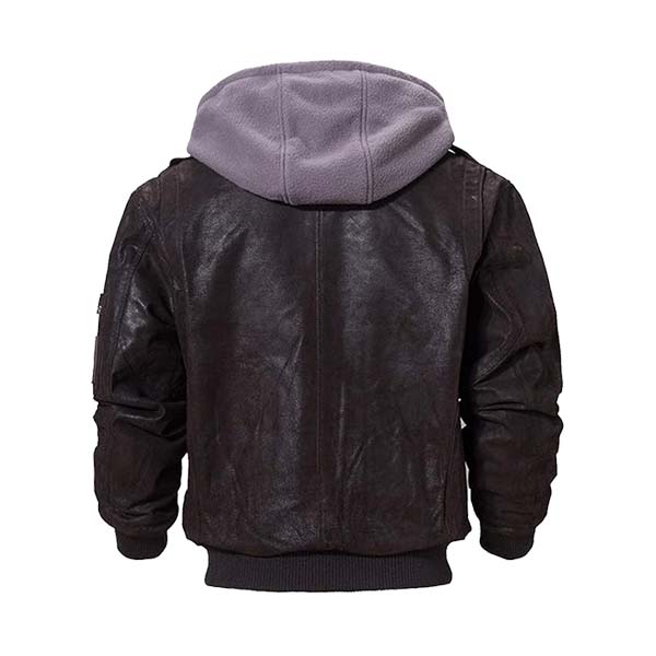 Men’s Air Flight Hooded Leather Bomber Jacket