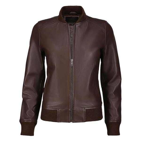 Women's Bold Fashion Genuine Leather Bomber Jacket