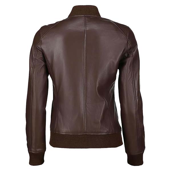 Women's Bold Fashion Genuine Leather Bomber Jacket