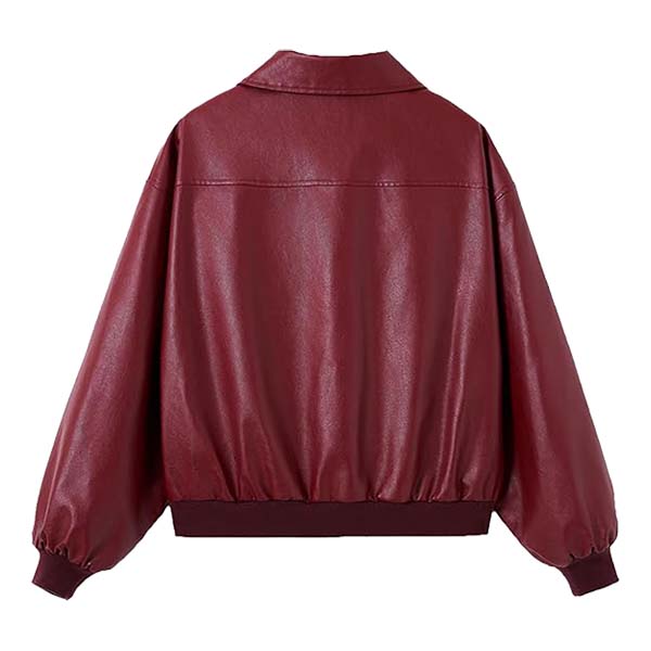 Women's Legacy Burgundy Leather Bomber Jacket