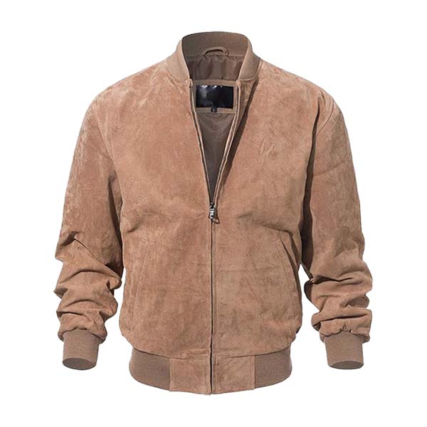 Men’s Classic Suede Leather Bomber Jacket