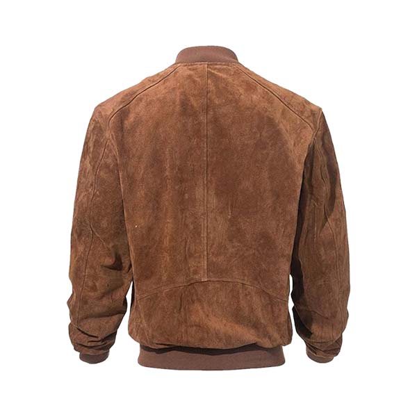 Men's Classic Suede Leather Bomber Jacket