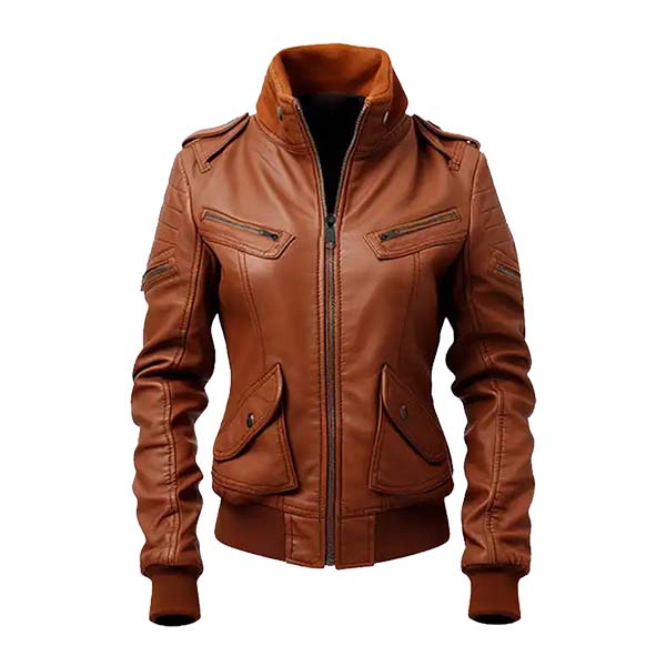 Women's Vintage Maverick Genuine Leather Bomber Jacket