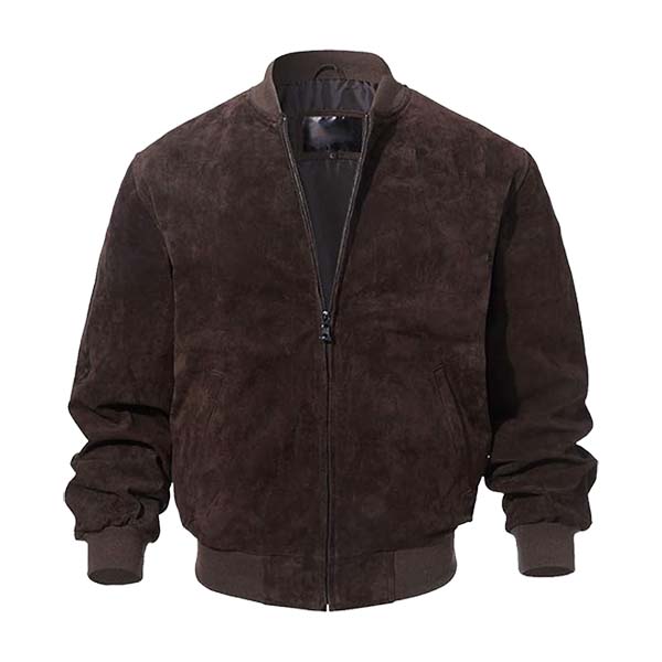 Men’s Classic Suede Leather Bomber Jacket