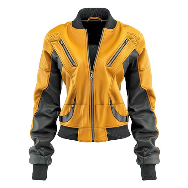 Women's Moto Sporty Genuine Leather Bomber Jacket