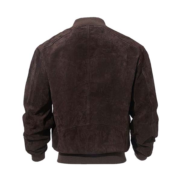 Men's Classic Suede Leather Bomber Jacket