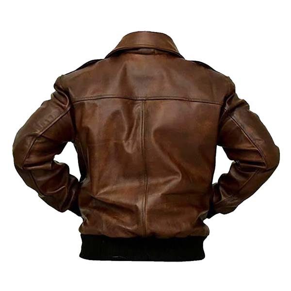 Men's Distressed Brown Premium Leather Bomber Jacket