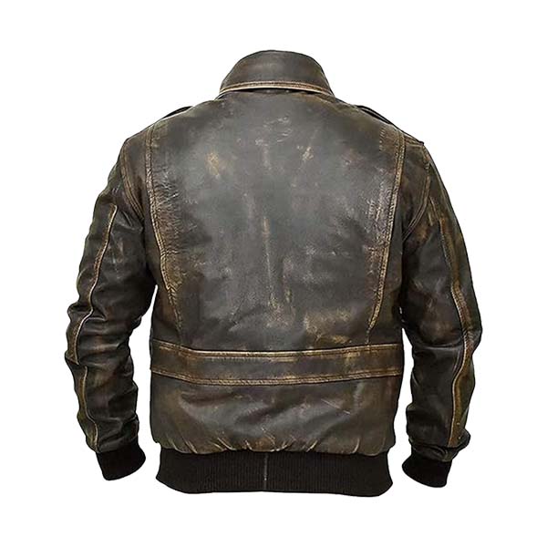 Men's Distressed Vintage Fashion Leather Bomber Jacket