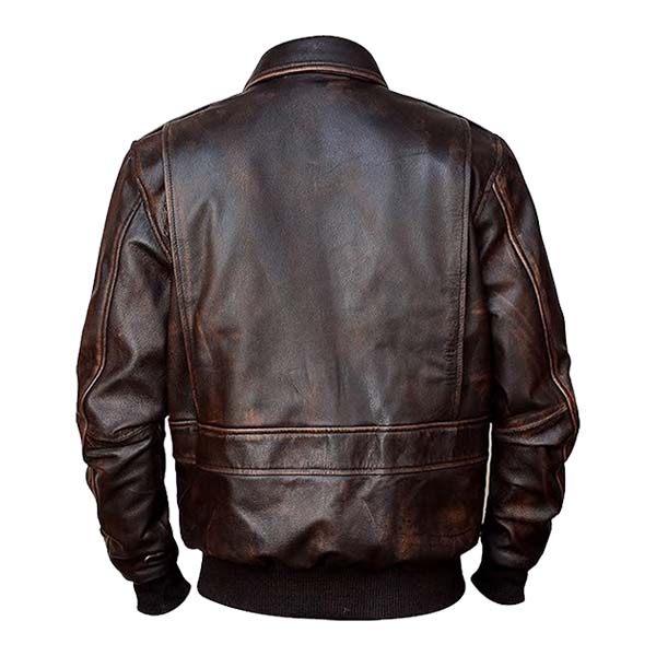 Men's Distressed Vintage Fashion Leather Bomber Jacket