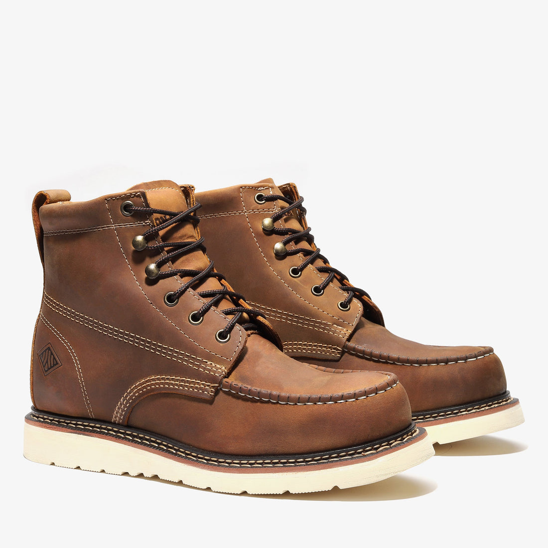 Frontier Crazy Brown 6" Moc Toe Work Boots | Rugged Men's Safety Boots