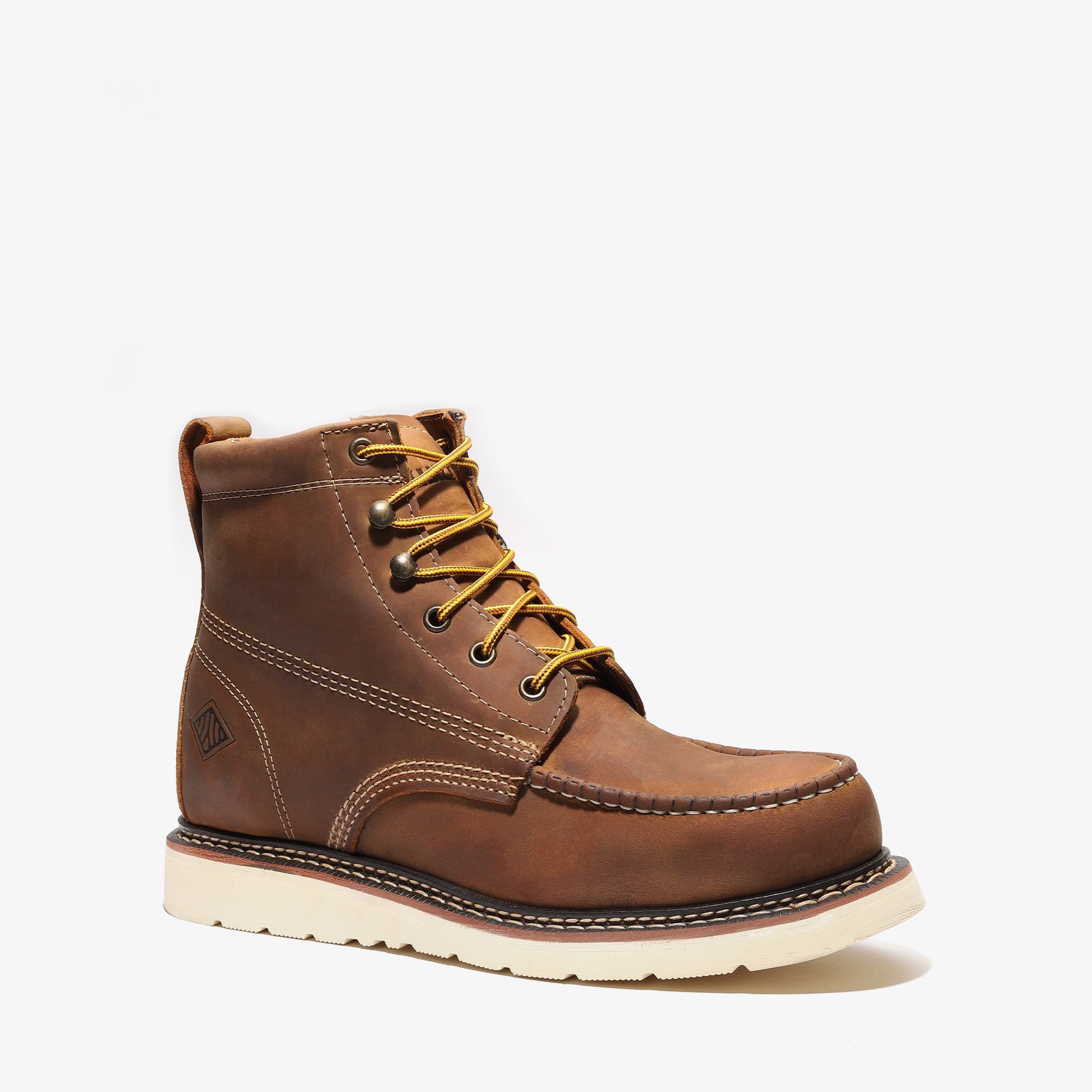 Frontier Steel Toe Crazy Brown 6" Moc Toe Boots | OSHA Safety Work Boots