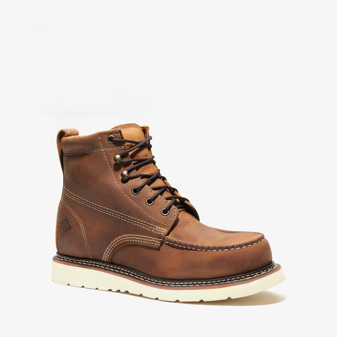 Frontier Steel Toe Crazy Brown 6" Moc Toe Boots | OSHA Safety Work Boots