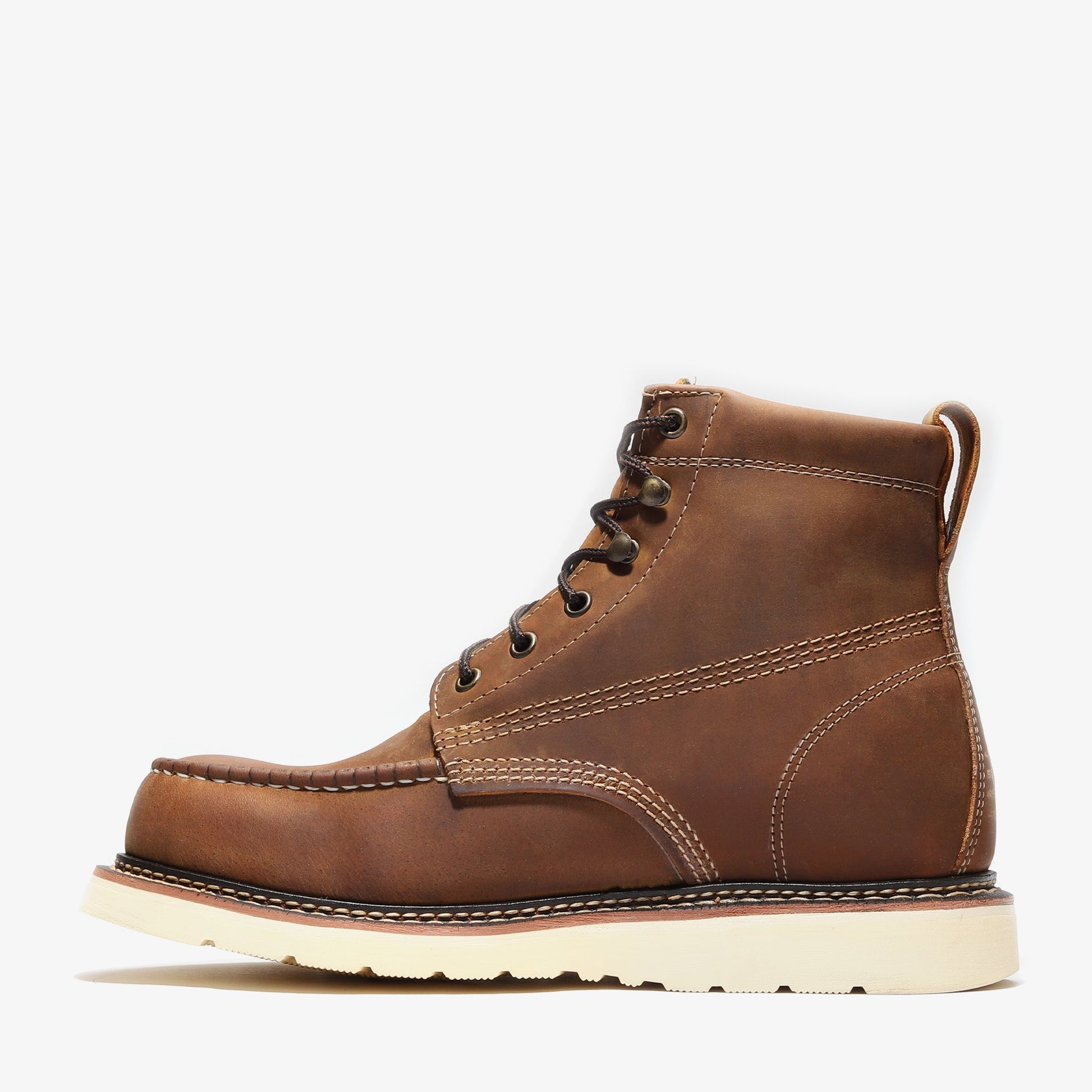 Frontier Steel Toe Crazy Brown 6" Moc Toe Boots | OSHA Safety Work Boots
