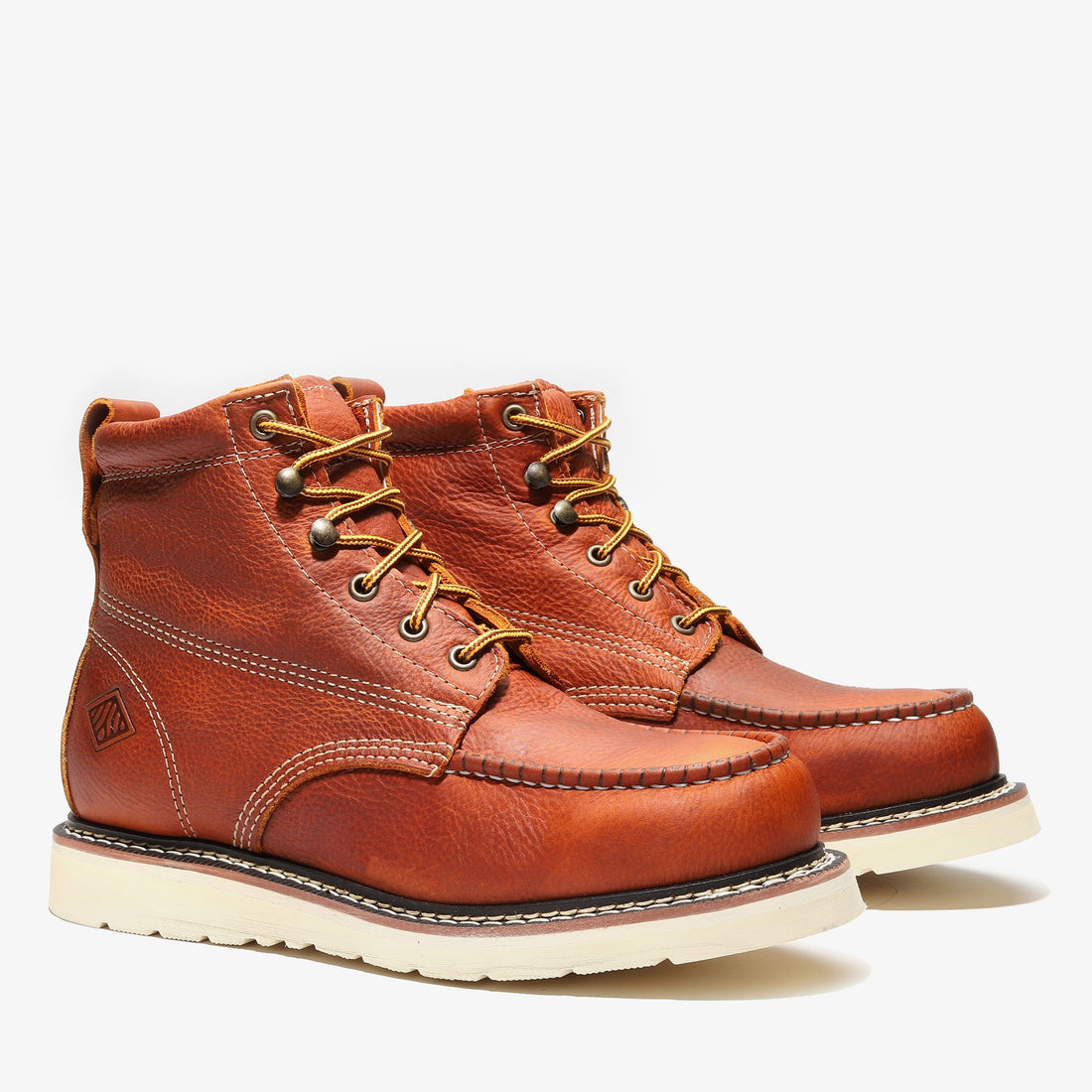 Frontier Golden Brown 6" Moc Toe Work Boots | Men's Leather Safety Boots
