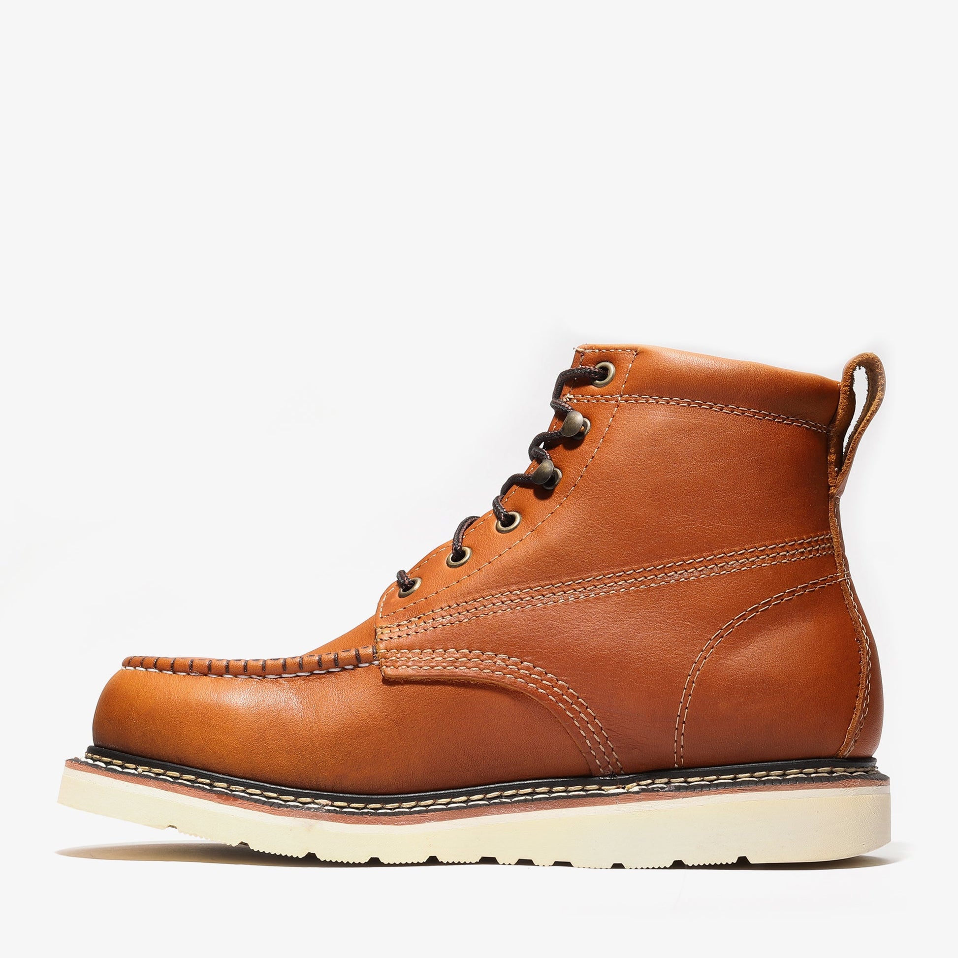 Frontier Golden Tan 6" Moc Toe Work Boots | Premium Men's Safety Boots