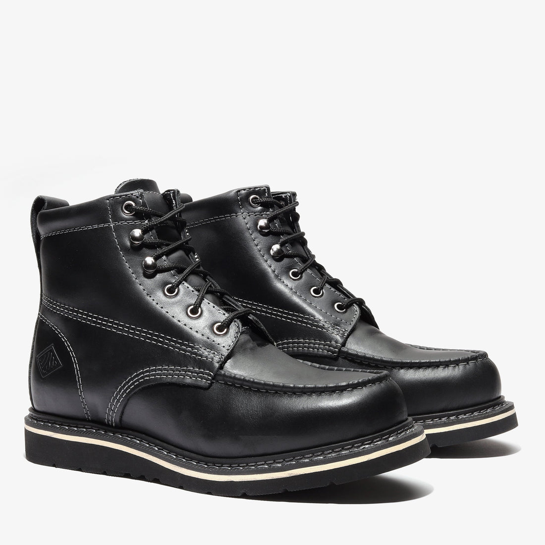 Frontier Jet Black 6" Moc Toe Work Boots | Premium Men's Safety Boots