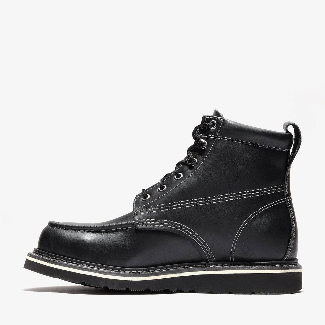Frontier Steel Toe Jet Black 6" Moc Toe Boots | OSHA Safety Work Boots