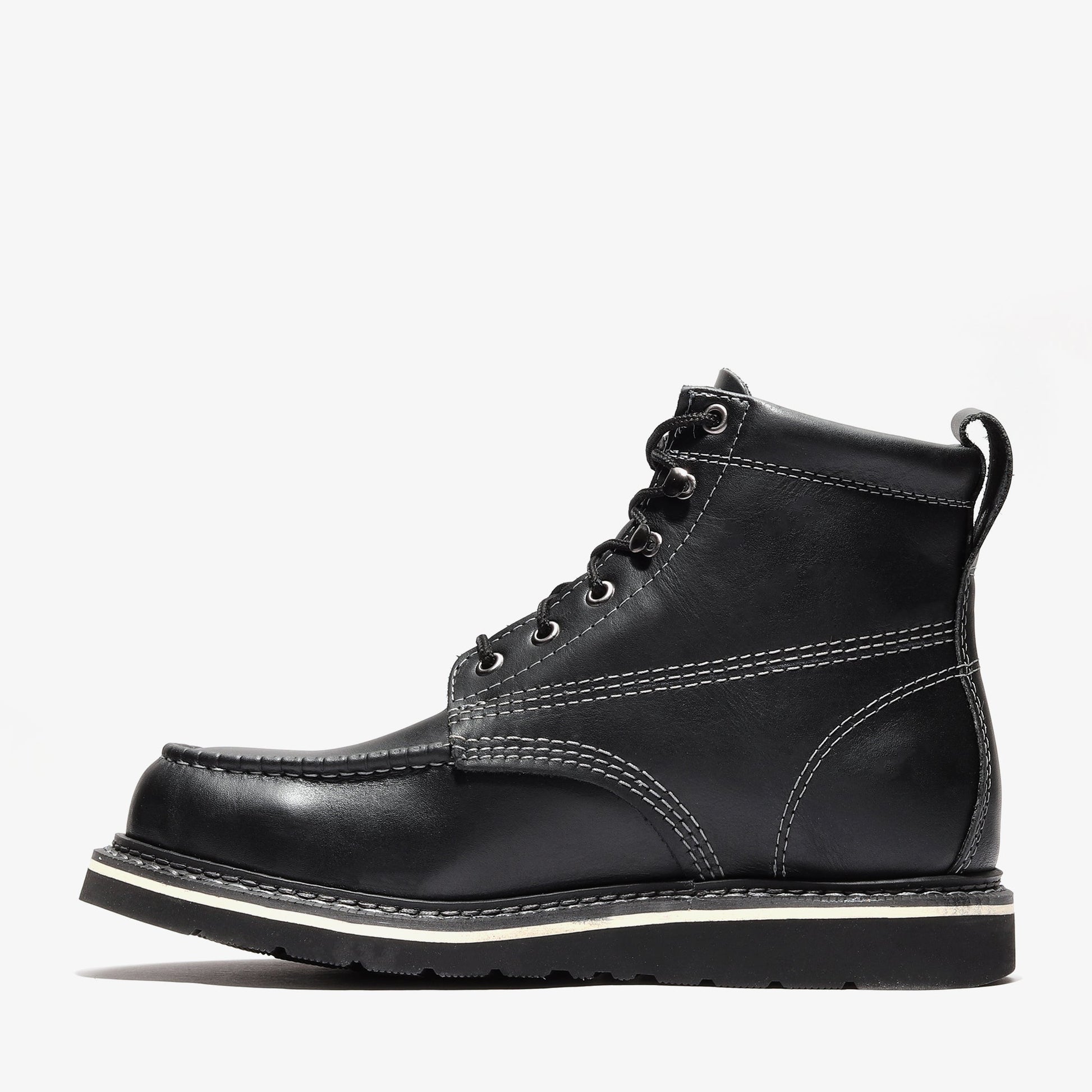 Frontier Jet Black 6" Moc Toe Work Boots | Premium Men's Safety Boots