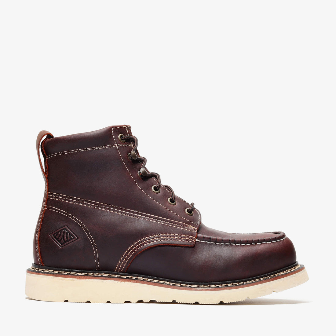 Frontier Burgundy 6" Moc Toe Work Boots | Men's Premium Leather Boots