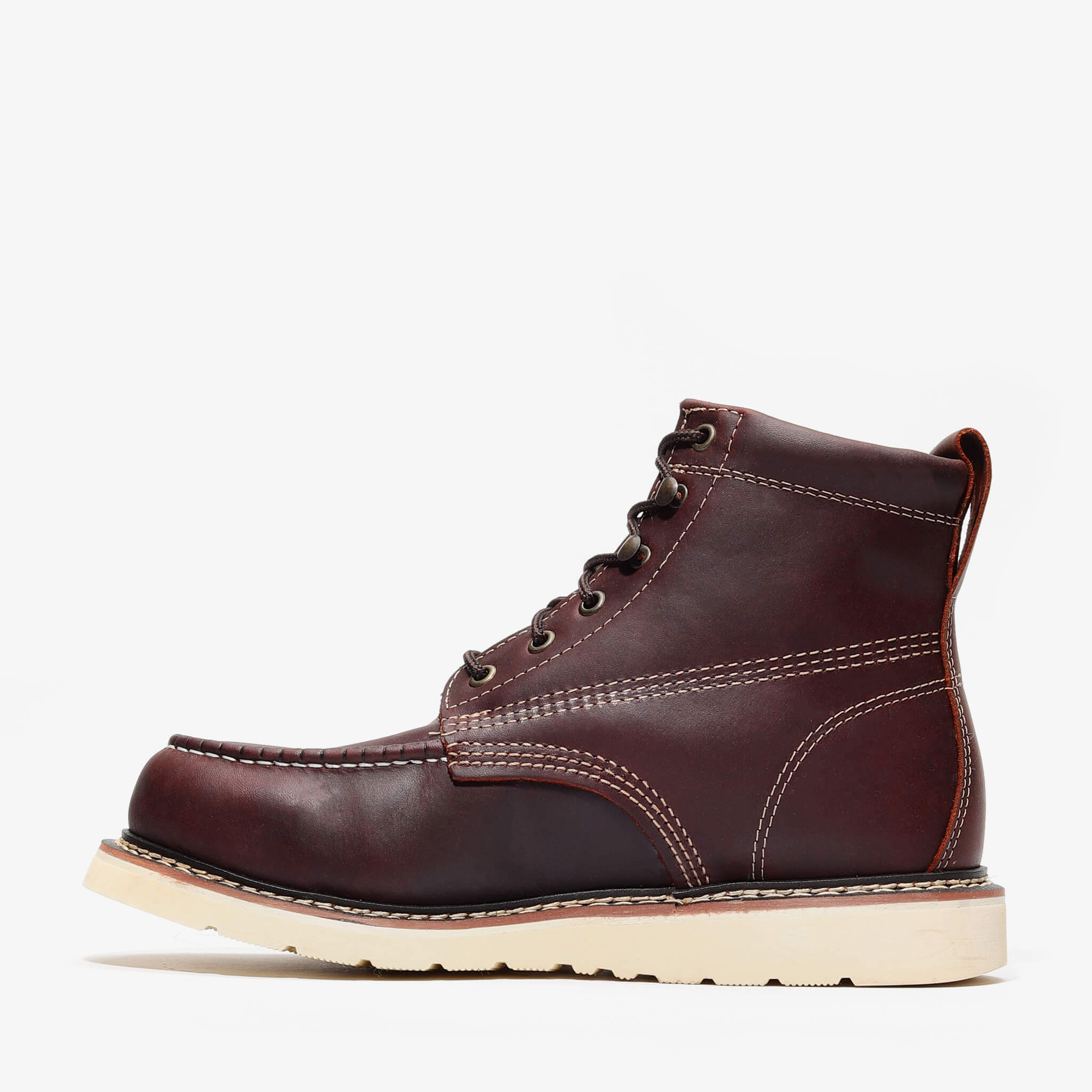Frontier Burgundy 6" Moc Toe Work Boots | Men's Premium Leather Boots