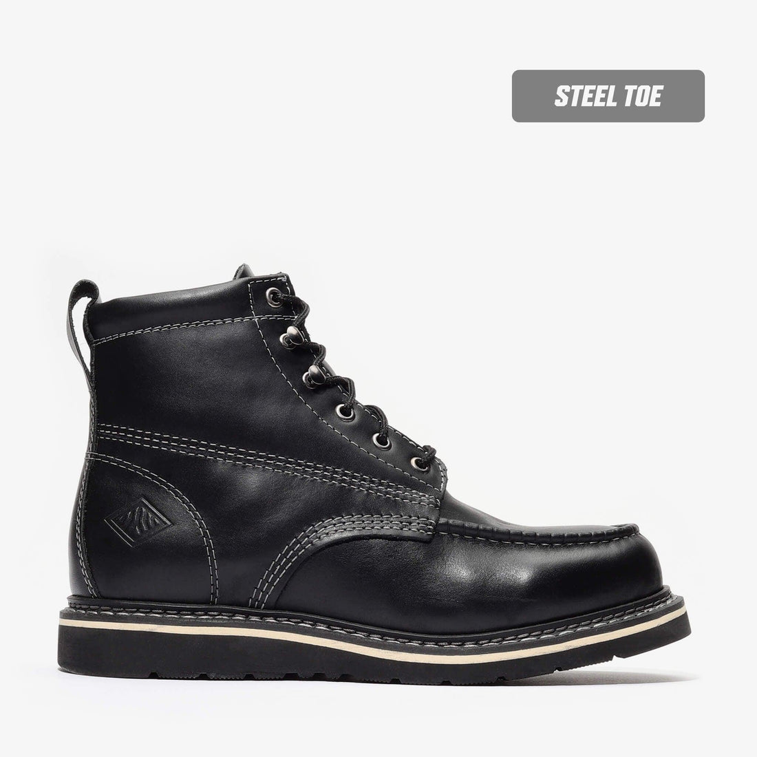 Frontier Steel Toe Jet Black 6" Moc Toe Boots | OSHA Safety Work Boots