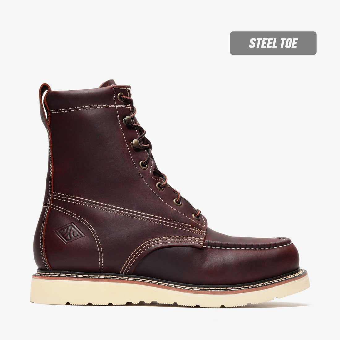 Frontier Steel Toe 8" Tall Moc Toe Boots | Heavy Duty OSHA Safety Boots