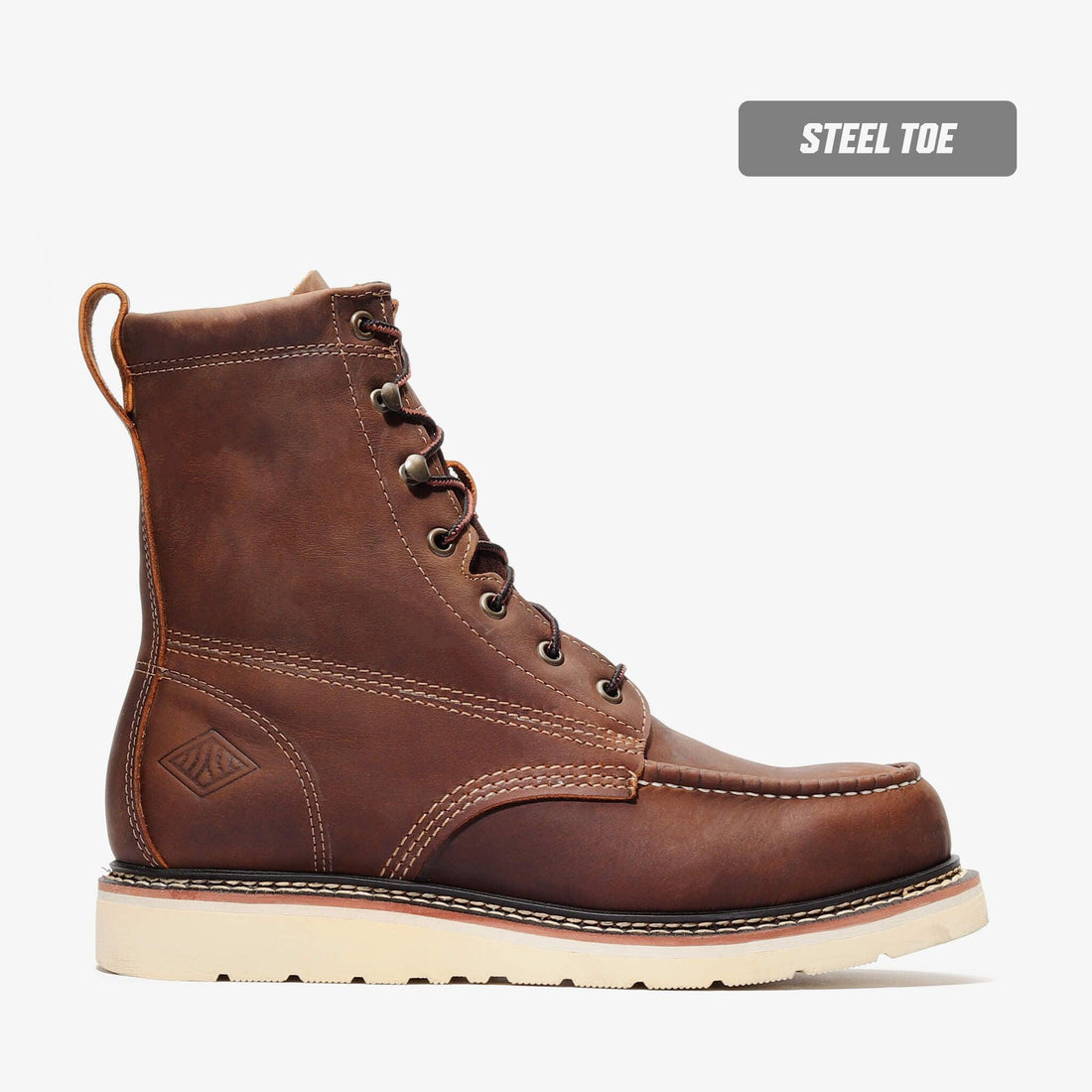 Frontier Steel Toe 8" Tall Moc Toe Boots | Heavy Duty OSHA Safety Boots