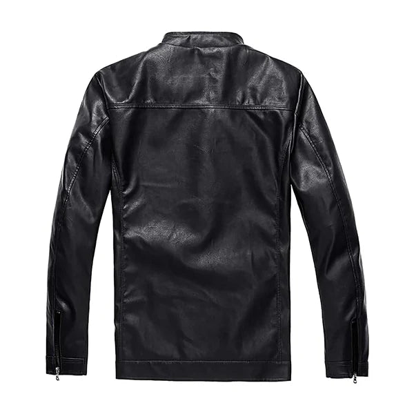 Men’s Snap Collar Zip-Up Real Leather Jacket