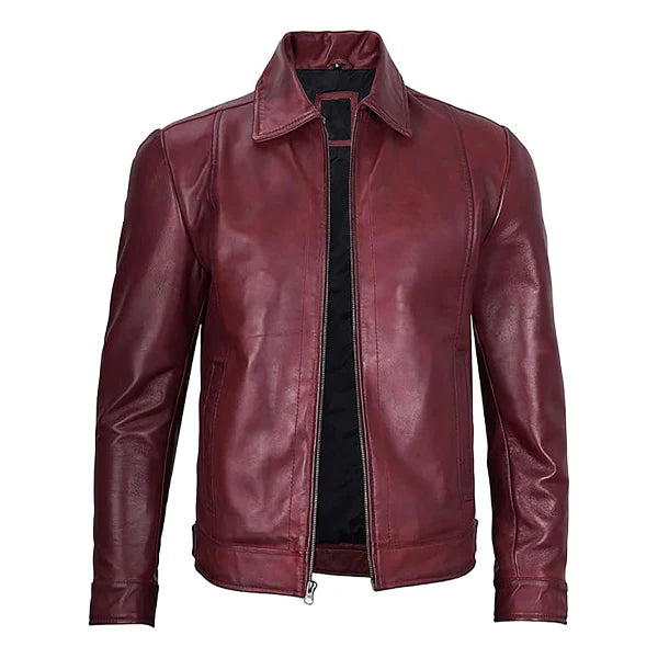 Men’s Burgundy Leather Jacket