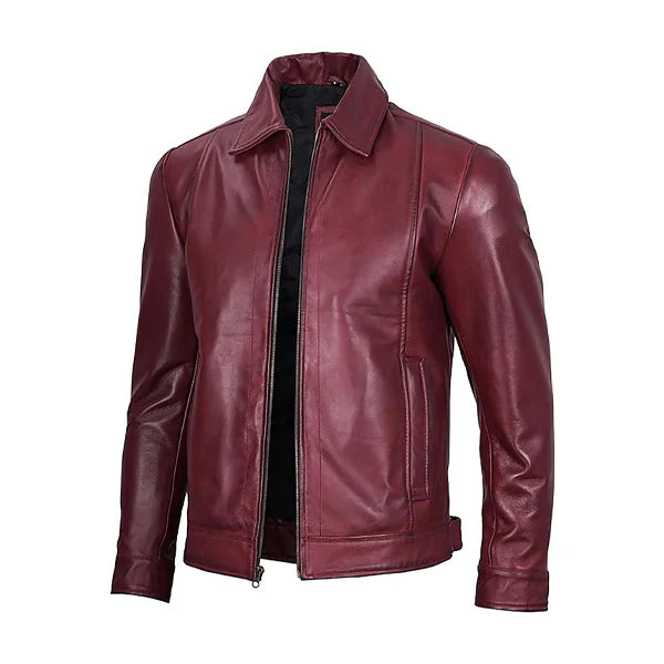 Men’s Burgundy Leather Jacket