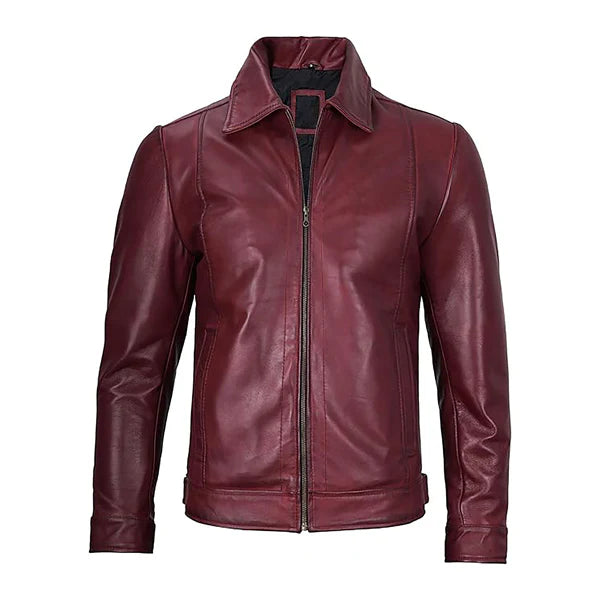 Men’s Burgundy Leather Jacket