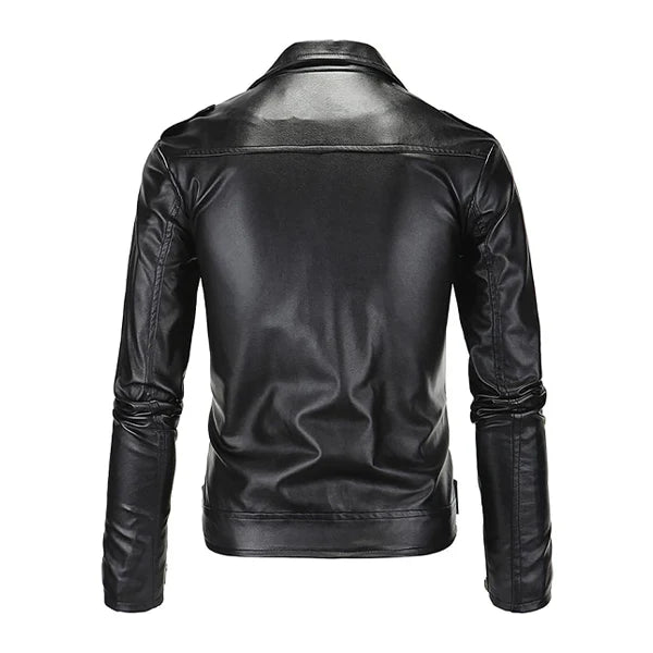 Men’s Asymmetric Zipper Biker Leather Jacket
